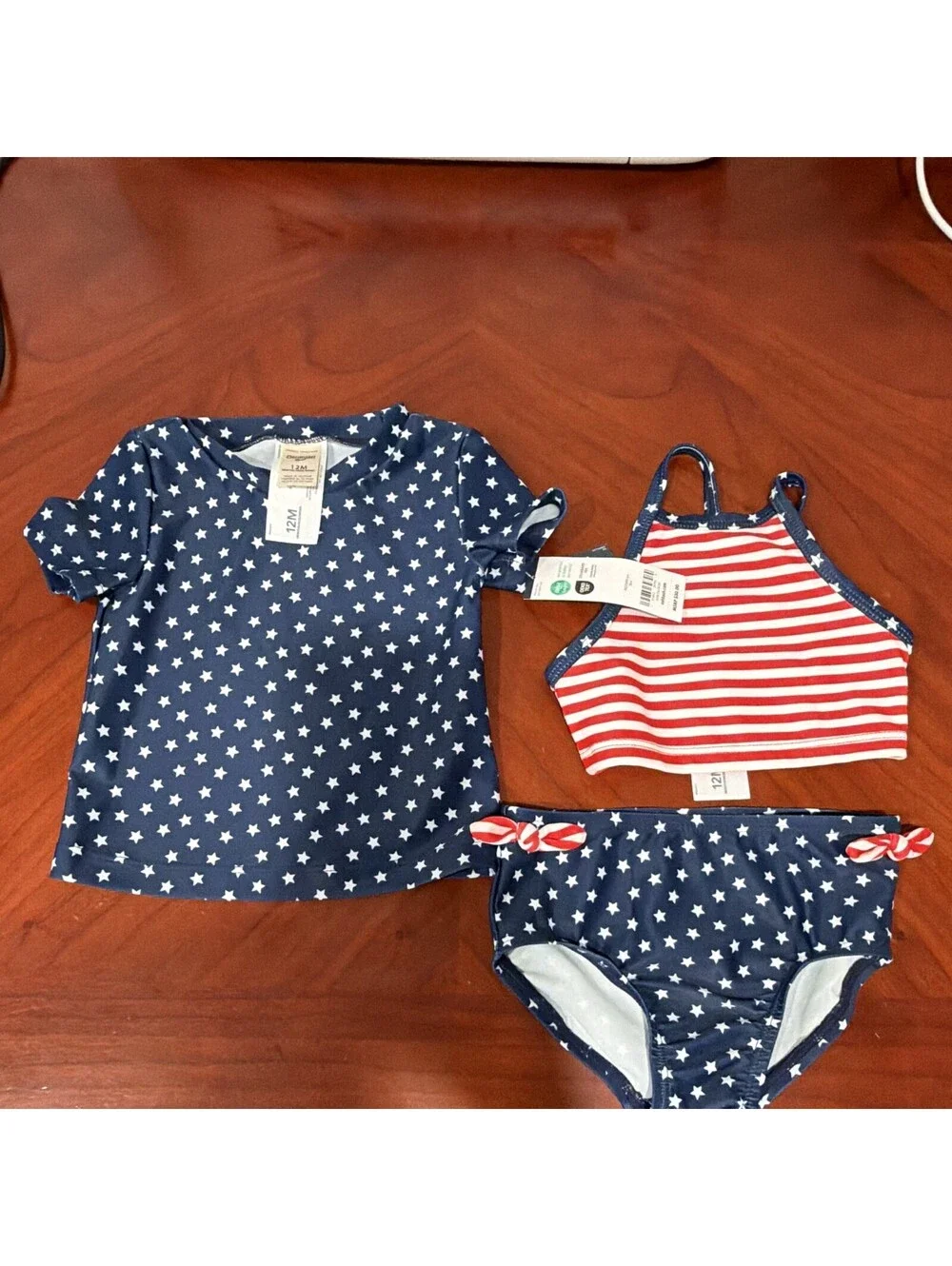 OshKosh B'gosh Baby 3-Piece Star Print Swim Set with UPF 50+ Protection, Size12M